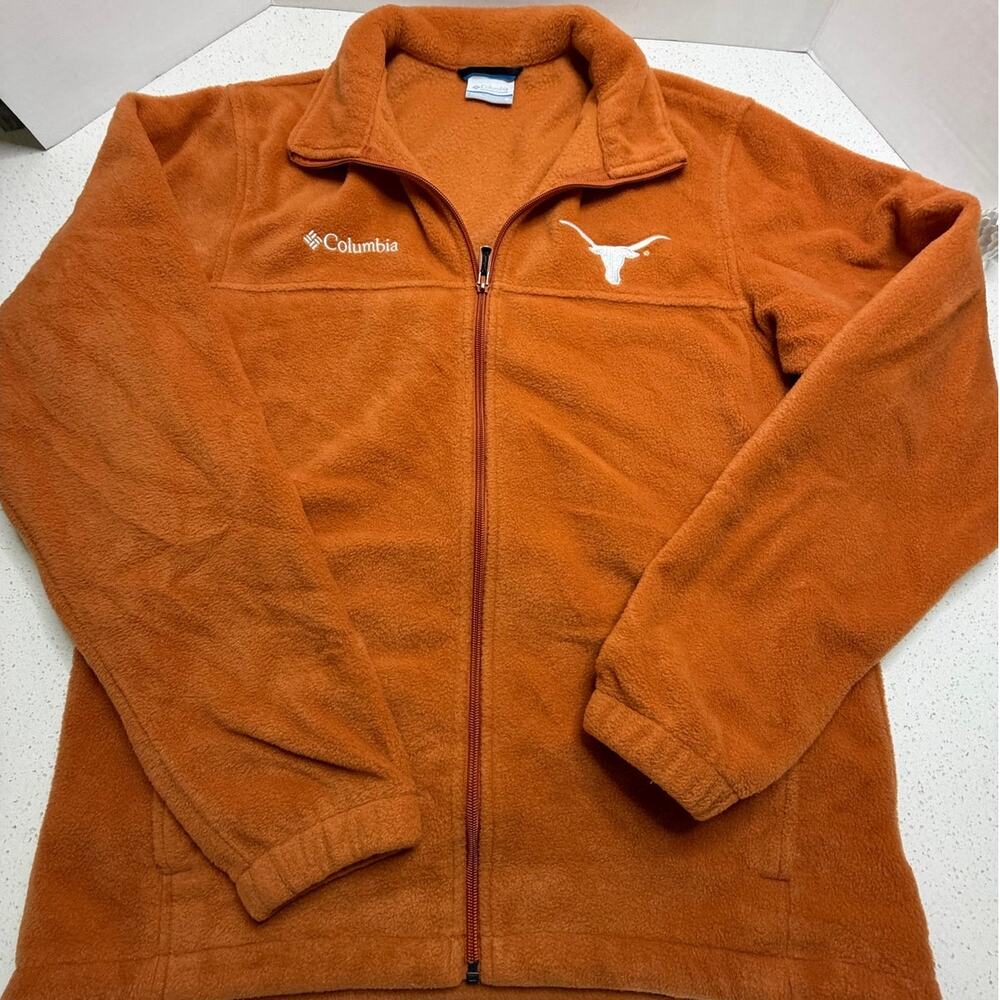 Columbia Texas Longhorns fleece jacket is a burnt orange, full-zip Size Medium